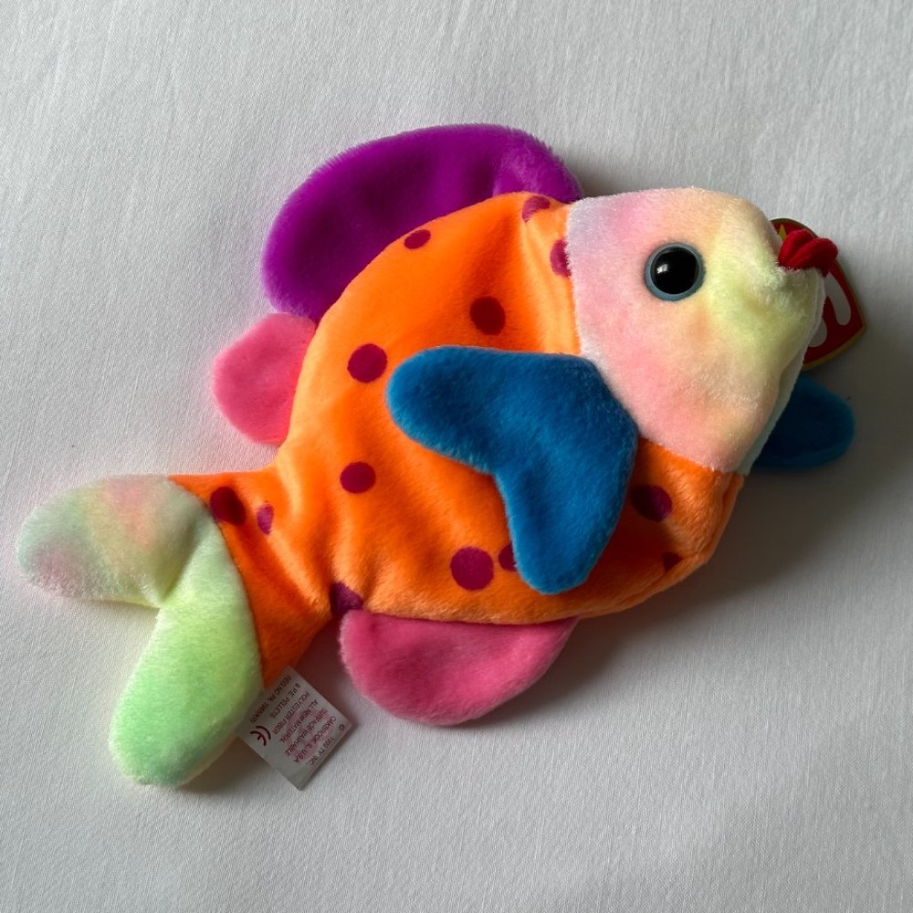 TY Beanie Baby Collection Lips the Colorful Fish 1999 NWT - Picture 2 of 11